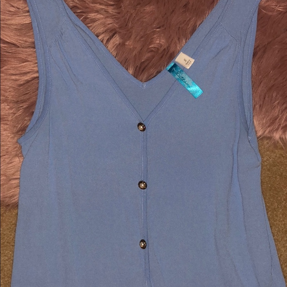Blue Tank w/ buttons down the middle